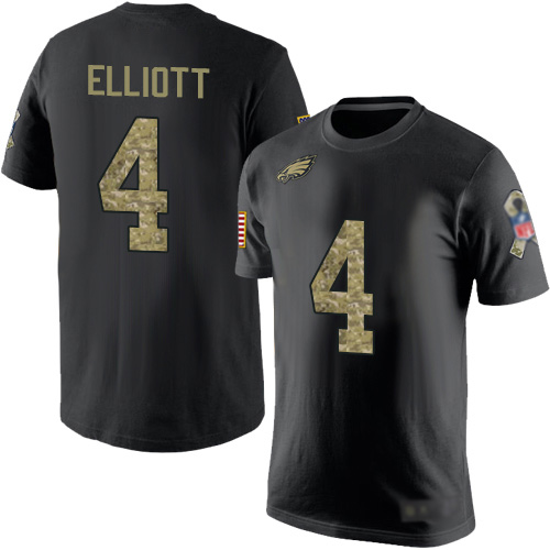 Men Philadelphia Eagles #4 Jake Elliott Black Camo Salute to Service NFL T Shirt->nfl t-shirts->Sports Accessory